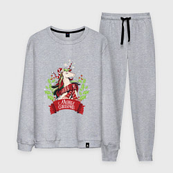 Костюм хлопковый мужской Christmas Unicorn, цвет: меланж