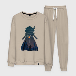 Костюм хлопковый мужской Hu Tao Ху Тао, цвет: миндальный