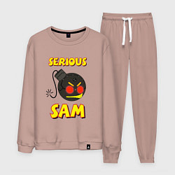 Костюм хлопковый мужской Serious Sam Bomb Logo, цвет: пыльно-розовый