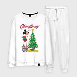 Костюм хлопковый мужской Mickeys Christmas, цвет: белый