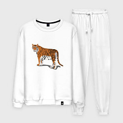 Костюм хлопковый мужской Тигр Tiger в полный рост, цвет: белый