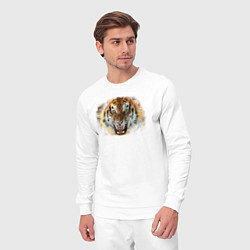 Костюм хлопковый мужской Пламенный тигр, цвет: белый — фото 2