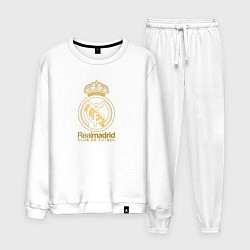 Костюм хлопковый мужской Real Madrid gold logo, цвет: белый