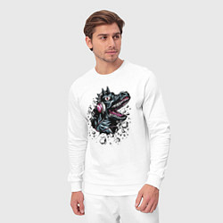 Костюм хлопковый мужской Динозавр меломан!, цвет: белый — фото 2