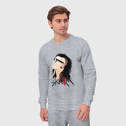 Костюм хлопковый мужской Портрет Skrillex Скриллекс, цвет: меланж — фото 2