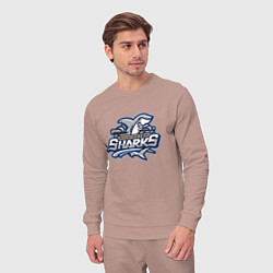 Костюм хлопковый мужской Wilmington sharks -baseball team, цвет: пыльно-розовый — фото 2