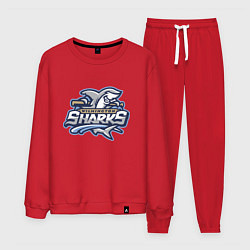 Костюм хлопковый мужской Wilmington sharks -baseball team, цвет: красный