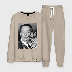 Костюм хлопковый мужской Salvador Dali & nice cat, цвет: миндальный