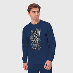 Костюм хлопковый мужской Skeleton on a cool bike, цвет: тёмно-синий — фото 2