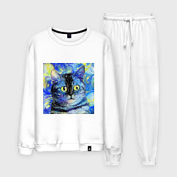 Костюм хлопковый мужской Кот ван Гога Настроение, цвет: белый