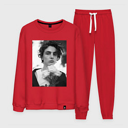 Костюм хлопковый мужской Timothee Chalamet с розами, цвет: красный