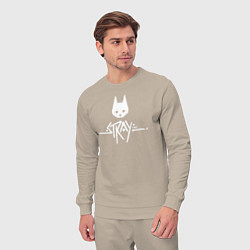 Костюм хлопковый мужской Stray: White Logo, цвет: миндальный — фото 2