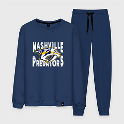 Костюм хлопковый мужской Nashville Predators, Нэшвилл Предаторз, цвет: тёмно-синий