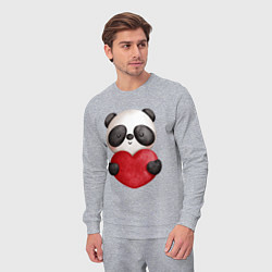 Костюм хлопковый мужской Панда с сердечком 14 февраля, цвет: меланж — фото 2