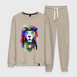 Костюм хлопковый мужской Color lion! Neon!, цвет: миндальный