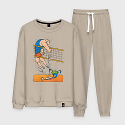 Костюм хлопковый мужской Мощный волейбольный удар, цвет: миндальный