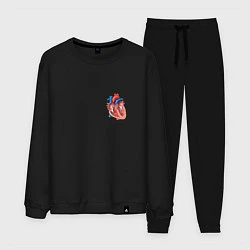 Костюм хлопковый мужской Анатомия Сердце, цвет: черный