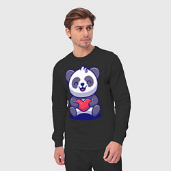Костюм хлопковый мужской Панда с сердцем!, цвет: черный — фото 2