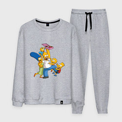 Костюм хлопковый мужской Simpsons donuts, цвет: меланж