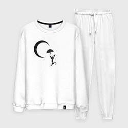Костюм хлопковый мужской Пингвин и Луна, цвет: белый