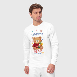 Костюм хлопковый мужской СЧАСТЛИВЫЙ МИШКА HAPPY BEAR CUTE 100%, цвет: белый — фото 2