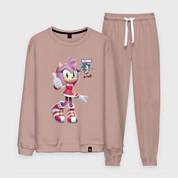 Костюм хлопковый мужской Sonic Amy Rose Video game, цвет: пыльно-розовый