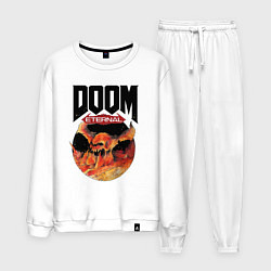 Костюм хлопковый мужской Не DOOMай о плохом, цвет: белый