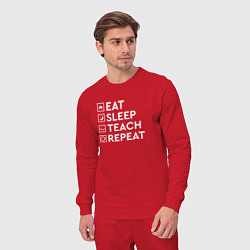 Костюм хлопковый мужской Eat sleep TEACH repeat, цвет: красный — фото 2