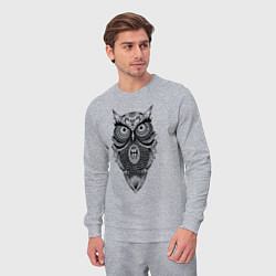 Костюм хлопковый мужской Сова в стиле Мандала Mandala Owl, цвет: меланж — фото 2