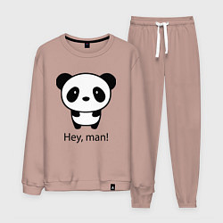 Костюм хлопковый мужской Эй, чувак! Панда Hey, man! Panda, цвет: пыльно-розовый