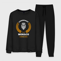 Костюм хлопковый мужской Лого Monaco и надпись Legendary Football Club, цвет: черный