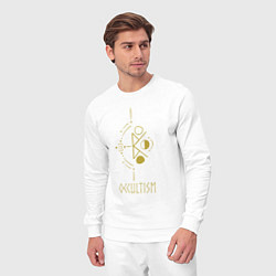 Костюм хлопковый мужской Руническая вязь - Оккультизм, цвет: белый — фото 2
