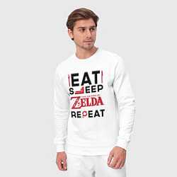 Костюм хлопковый мужской Надпись: Eat Sleep Zelda Repeat, цвет: белый — фото 2