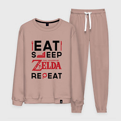 Костюм хлопковый мужской Надпись: Eat Sleep Zelda Repeat, цвет: пыльно-розовый