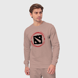 Костюм хлопковый мужской Символ Dota и красная краска вокруг, цвет: пыльно-розовый — фото 2
