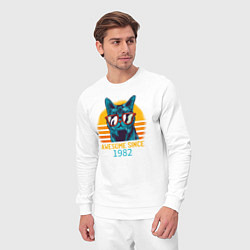 Костюм хлопковый мужской Потрясающе котэ с 1982 года, цвет: белый — фото 2