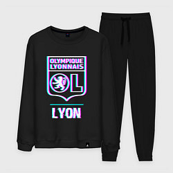 Костюм хлопковый мужской Lyon FC в стиле Glitch, цвет: черный