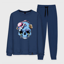 Костюм хлопковый мужской Грибы, растущие на черепе, цвет: тёмно-синий