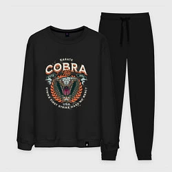 Костюм хлопковый мужской Кобра Кай - логотип с Коброй Cobra Kai Logo, цвет: черный