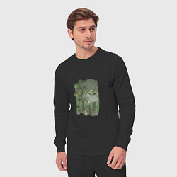 Костюм хлопковый мужской Нежные листья на акварельном фоне, цвет: черный — фото 2
