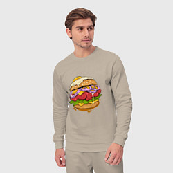 Костюм хлопковый мужской Наимощнейший бургер, цвет: миндальный — фото 2