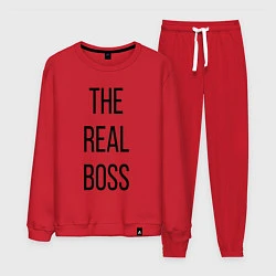 Костюм хлопковый мужской The real boss!, цвет: красный