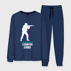 Костюм хлопковый мужской Counter Strike в стиле Glitch - Баги Графики, цвет: тёмно-синий