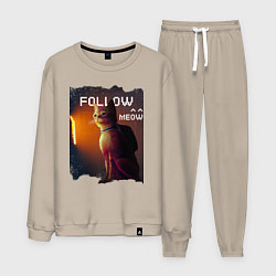 Костюм хлопковый мужской STRAY FOLLOW MEOW, цвет: миндальный