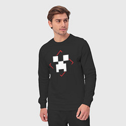 Костюм хлопковый мужской Символ Minecraft в красном ромбе, цвет: черный — фото 2