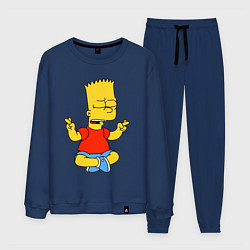 Костюм хлопковый мужской Барт Симпсон - сидит со скрещенными пальцами, цвет: тёмно-синий