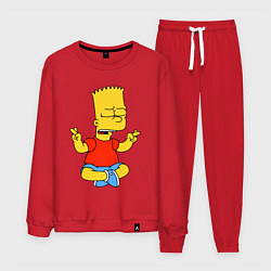 Костюм хлопковый мужской Барт Симпсон - сидит со скрещенными пальцами, цвет: красный
