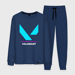 Костюм хлопковый мужской Символ Valorant в неоновых цветах, цвет: тёмно-синий