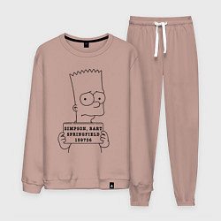 Костюм хлопковый мужской Simpson, Bart, Springfield, 159736, цвет: пыльно-розовый