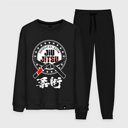 Костюм хлопковый мужской Brazilian splashes Jiu jitsu logo, цвет: черный